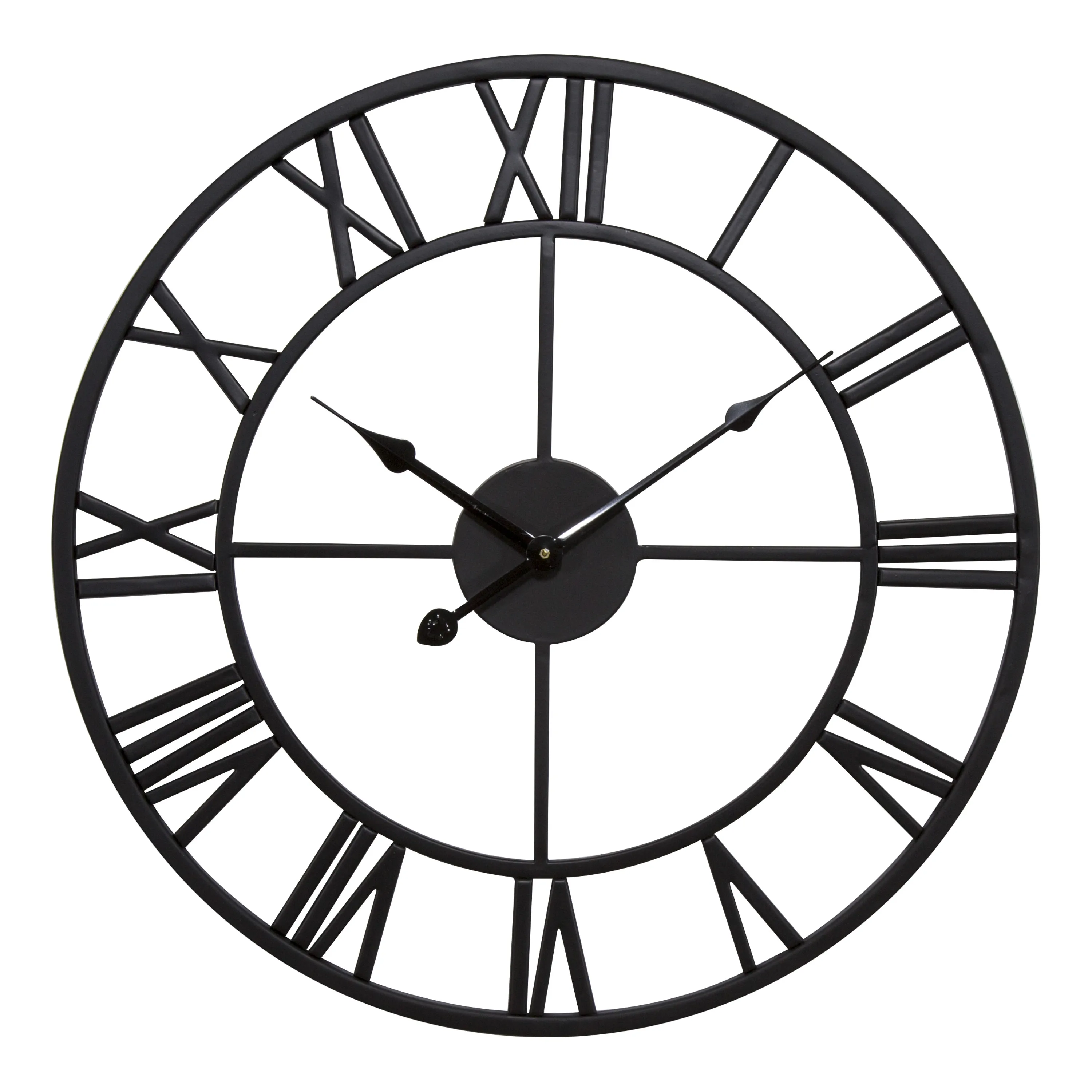 

24INCH 60cm Classic Metal Round Shaped Antique Industrial Iron skeleton Roman Numerals home decor black Wall Clock