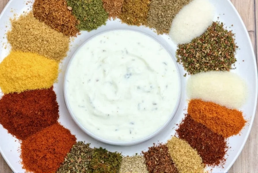 Row of spice jars including ranch seasoning