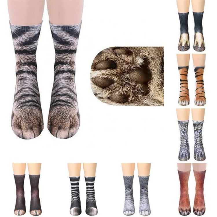 

Female Party Funny Graphic Leopard Tiger 3D Socks Women Happy Animal Kawaii Unisex Socks Harajuku Cute Casual High Cat Socks, Customized color