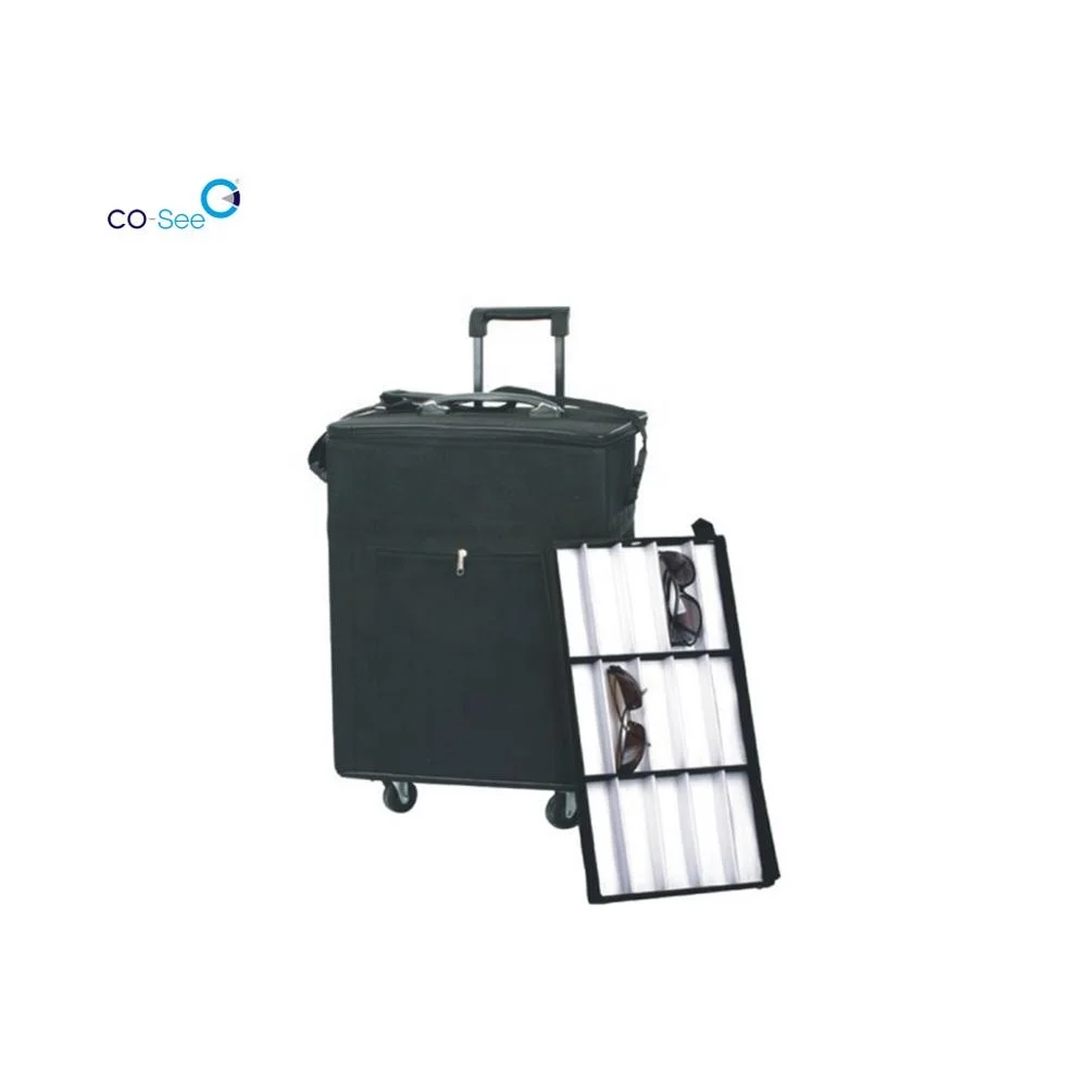 

2031B retail sale trolley puller multiple optical and sunglasses eyewear suitcase