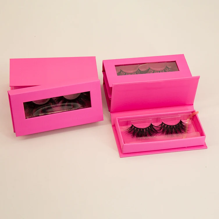 

mink & faux eyelash box manufacturer window peach color eyelash magnet box rectangle customized logo eyelash box, Pink / black / yellow / blue