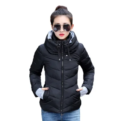 

Winter Jacket women Plus Size Womens Parkas Thicken Outerwear solid hooded Coats Short Female Slim Cotton padded basic tops, As show coat women's parka