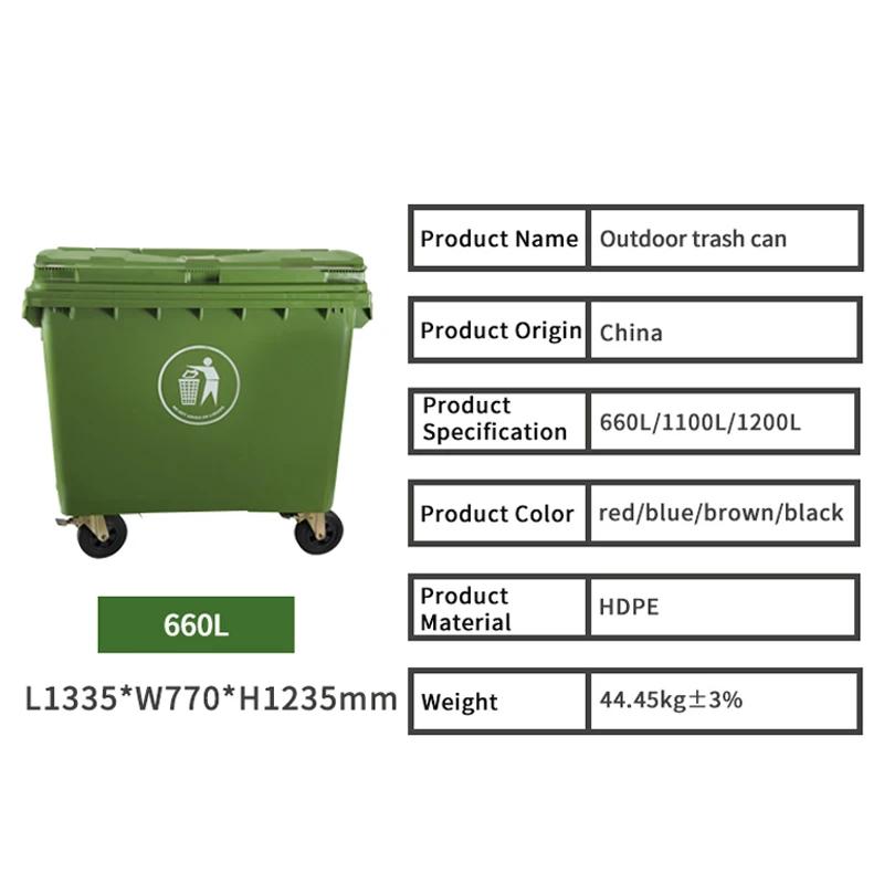 
1100 litre plastic recycle waste bin wheeled garbage container rubbish bin 