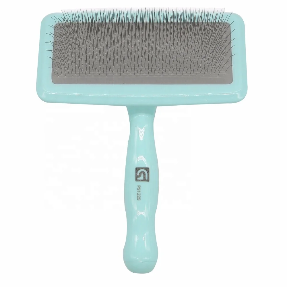 

Pet Bamboo Dog Wire Neat Self Cleaning Grooming Slicker Cat Brush Blue Professional Long Pin For Long Haired Cats