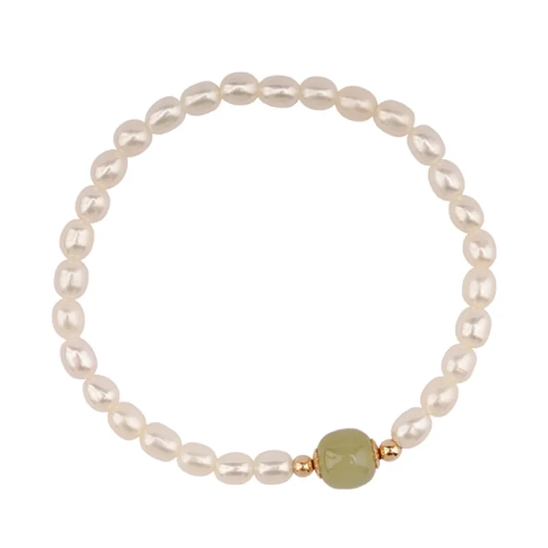 

Wholesale Natural Hotan jade quartz bracelet corn shape Pearl crystal Bracelet for gift, White