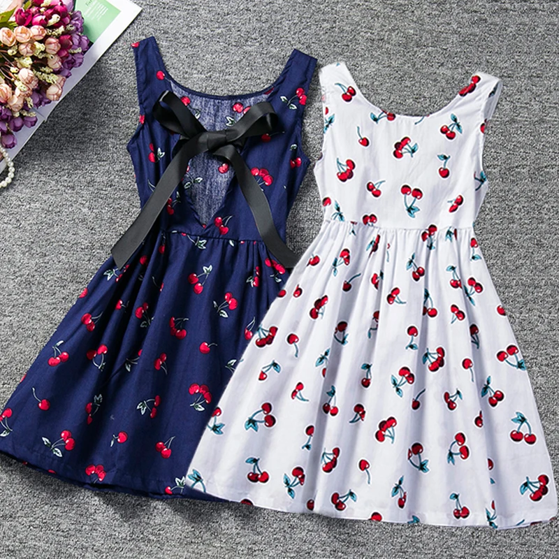 

2021 New Baby Girl Summer Dress Cherry Printed Tutu Girls Party Dress Sundress Children Boutique Clothing 2 3 4 5 6 Years