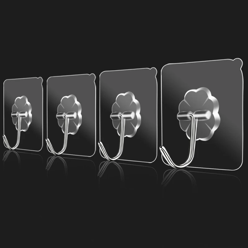 

Kitchen Bathroom PVC Adhesive Hook Storage Hanger Durable Wall mounted Hooks Towel Hook, Transparent