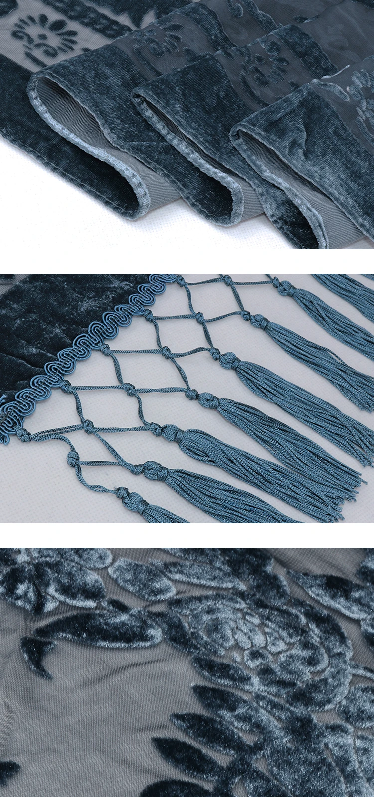 
Wholesale Ladies tassel blouse Burnout velvet kimono 