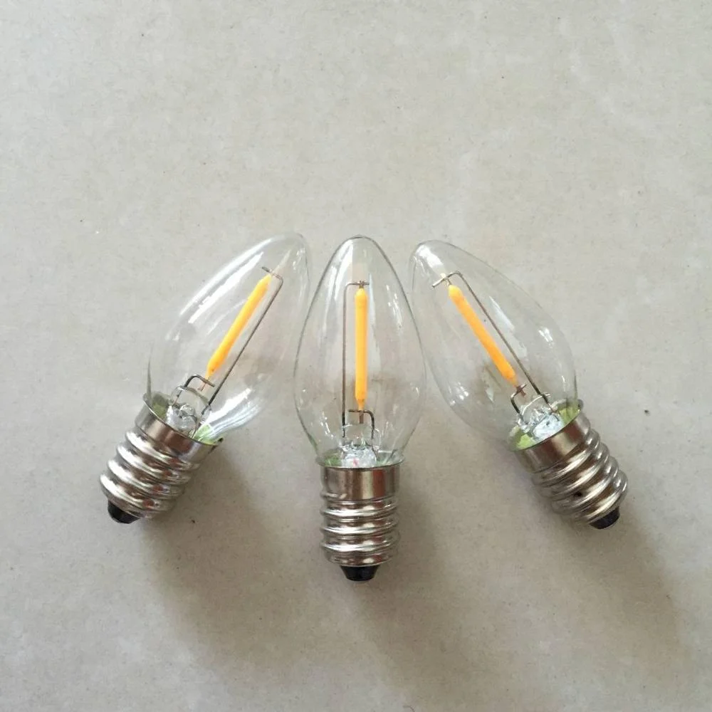 e17 led c9 christmas lights led filament light bulb 0.6w 1w mini replacement led c9 bulb