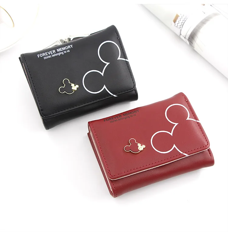 

mickey Ladies Card Holder Tri-fold coin purse designer cheap mini money women wallet