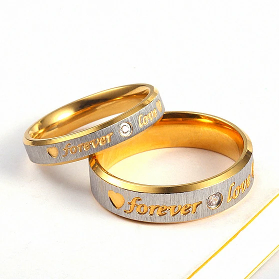 

MuXi Forever LOVE men and women couple rings stainless steel wedding fashion jewelry titanium steel diamond gold-plated ring, Many colors