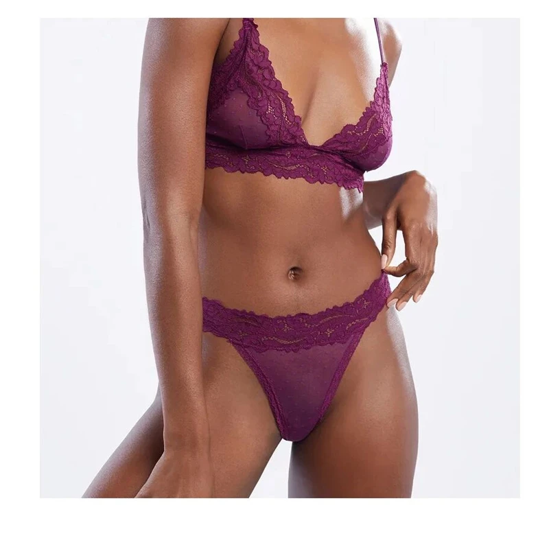 

Fashion models black dot korea transparant bralette mesh sexy lace lingerie underwear set, Customizes color