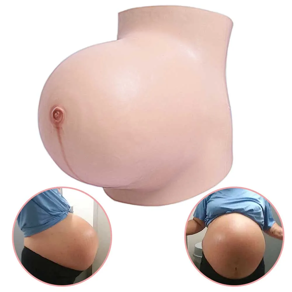 

Urchoice Huge Realistic False Pregnant Tummy Cotton Filler High Simulation Artificial Fake Silicone Pregnant Belly, 5 colors. ivory white /tan/black