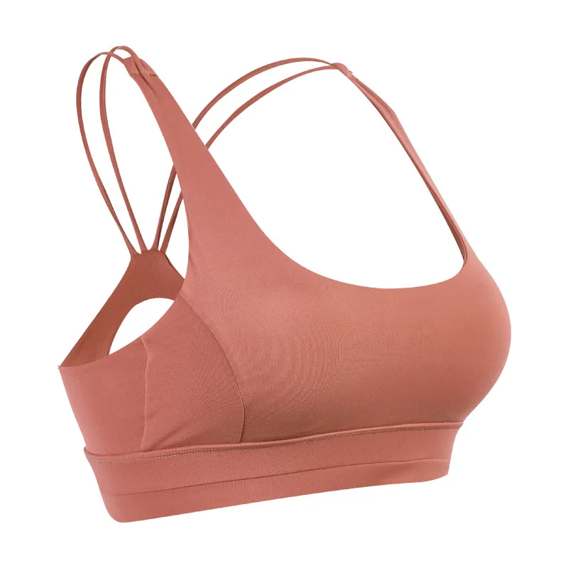 

2021 New Fashion Sports Bra Shock Running Fitness Gather Solid Color Underwear Yoga Vest Jacket Slim Halter Cross Bandage, 4 color