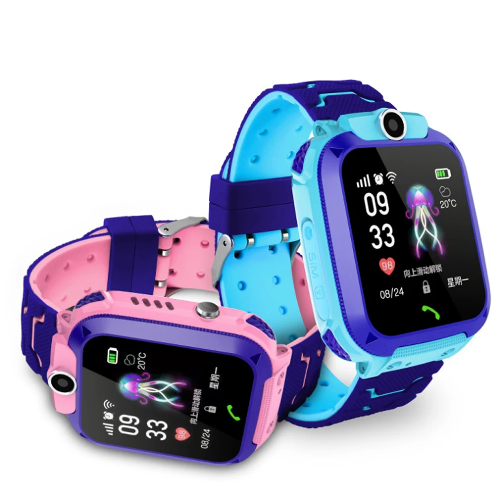 

2021 Newest Waterproof Kid Q12 Smart Watches Baby Watch for Children SOS Call Location Finder Anti Lost Monitor LBS PK Q12, Blue/pink