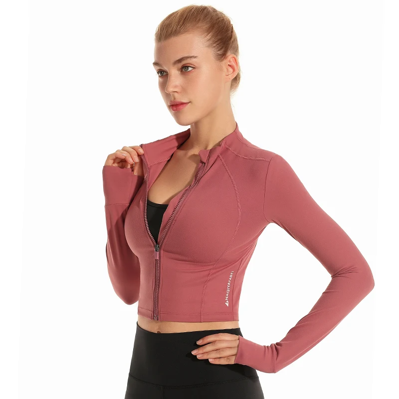 

Crop Zip Up Gym Jacket Fitness Spandex Jacket Exercise Sports Top Women Spandex Ladies Yoga Jackets, As picture or cutomized