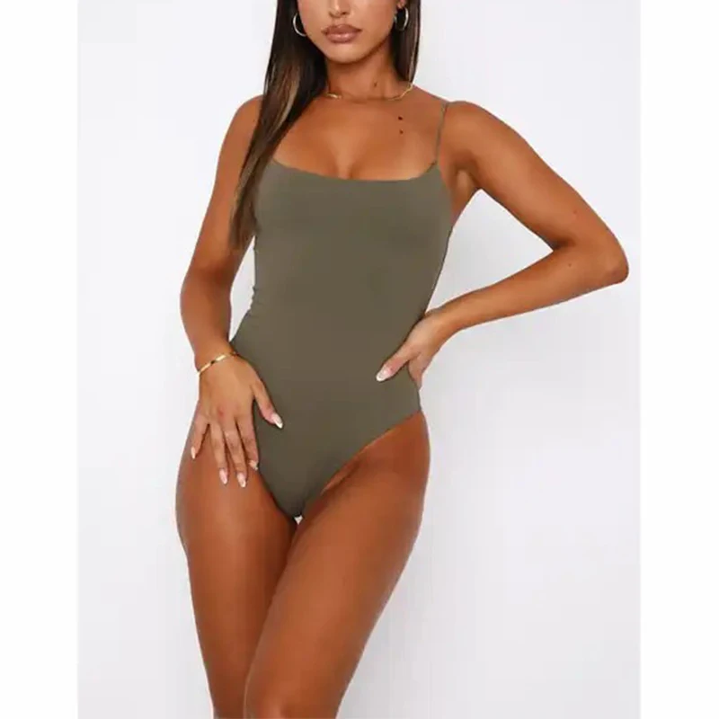 

2024 Femme Skinny Spandex Bodysuit Solid Color Bodysuits For Women Custom Bodycon Sleeveless Womens One Piece Bodysuit