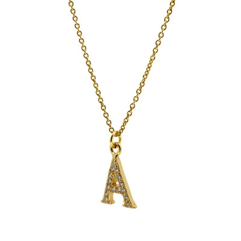 

S925 Sterling Silver 26 Letters with Diamonds All-match Temperament Ladies Clavicle Necklace