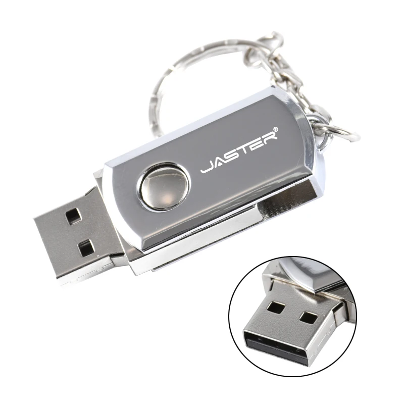 

JASTER USB 2.0 metal pendrive 4gb 8gb 16gb 32gb 64gb 128gb pendrive USB Flash Drive with keychain, Silver