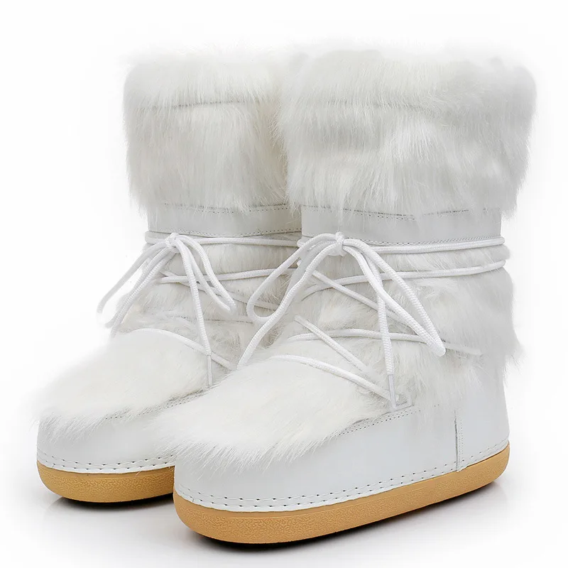 

35-42 Winter European and American Fashion Lace up Short Boots Plush women's shoes Women's plush snow boots