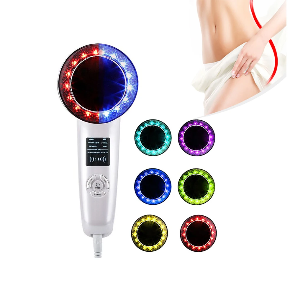 

Ultrasonic Handheld 6 in 1 Rf Ems Beauty weight loss Slimming Massage Fat Removal Instrument with LED Color, White,black