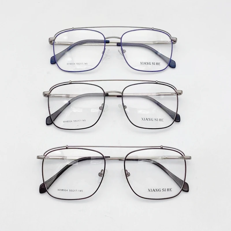 

New two-beam metal frame retro flat lens glasses frame