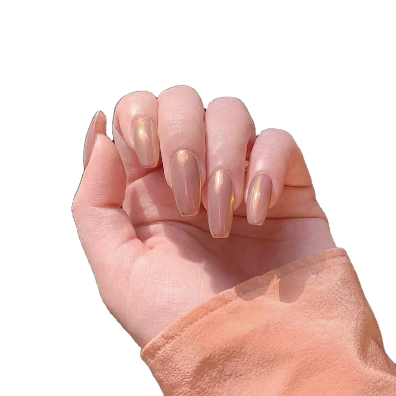 

2022 ADIYAT Factory Direct Nail Art Tips 24pcs Long Pink Glitter Press On Nail Packing Box With Glue For Women Artificial Nails