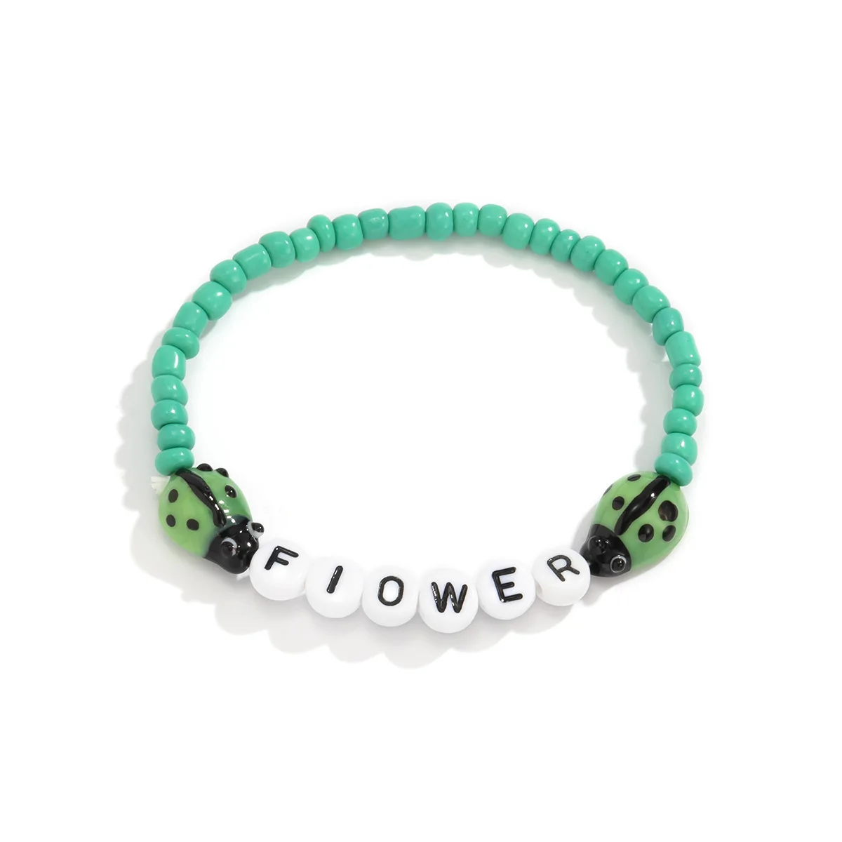 

New Acrylic BABY Initial Letter Love Heart Beads Trinket Y2K Jewelry Glass Miraculously Ladybug Indie Kidcore Bracelet pulsera, Silver