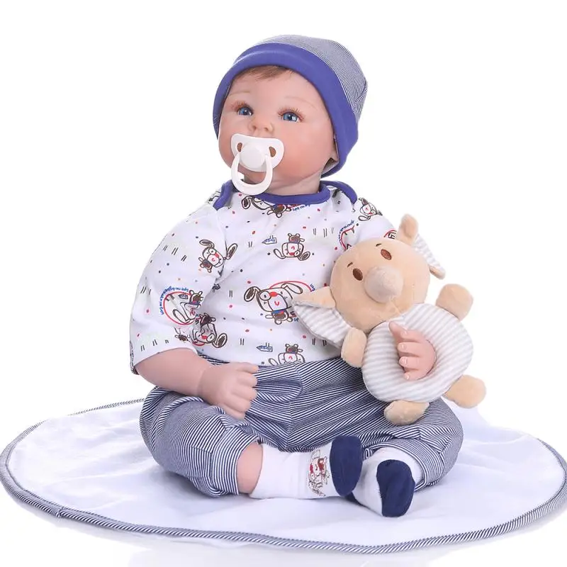 

Lovely toy realistic 22 inch full body silicone reborn babe doll 55cm lifelike newborn baby