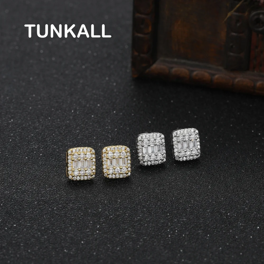 

E025 Wholesales bling bling earrings Brass setting zircon stud earrings hip hop Jewelry