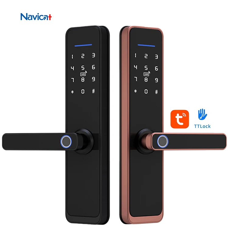 

Main gate handle biometric push pull outdoor home digital door lock system, Red bronze&black