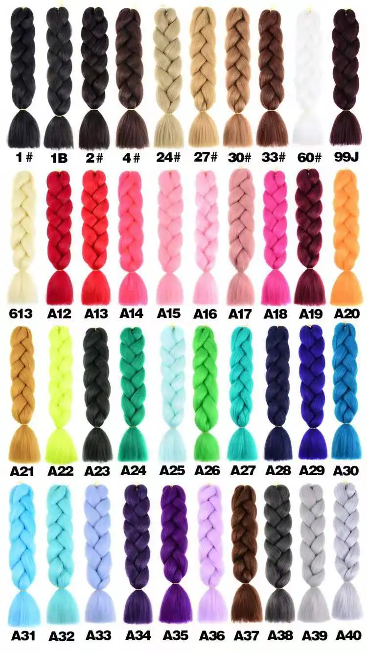 
Wholesale 100g-165g 48-82 Inch jumbo braid 100 synthetic ombre braiding hair 