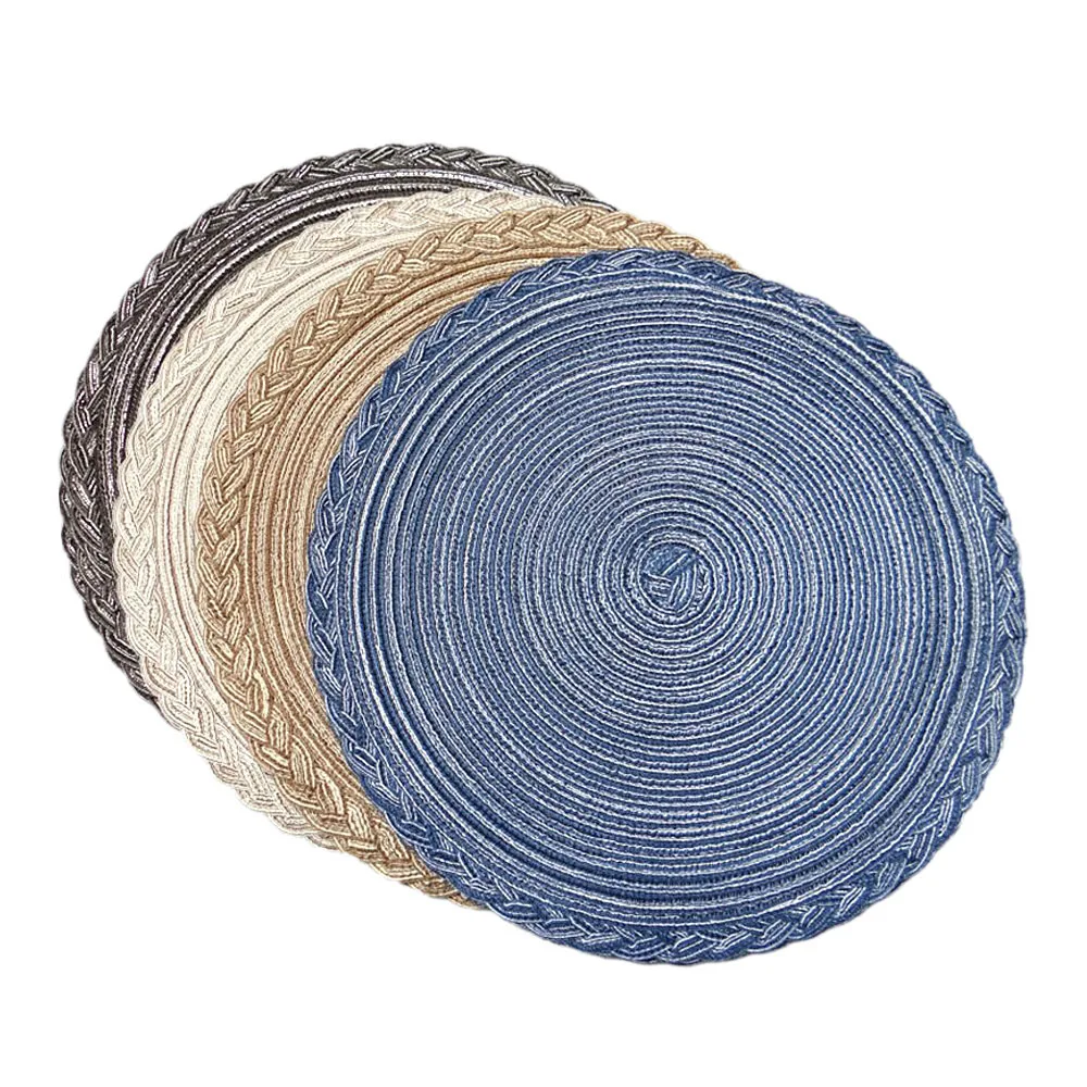 

Decoration Mats Round PP Lace Placemats Dining Table Mat Kitchen Braided Table Mats, 4 colors