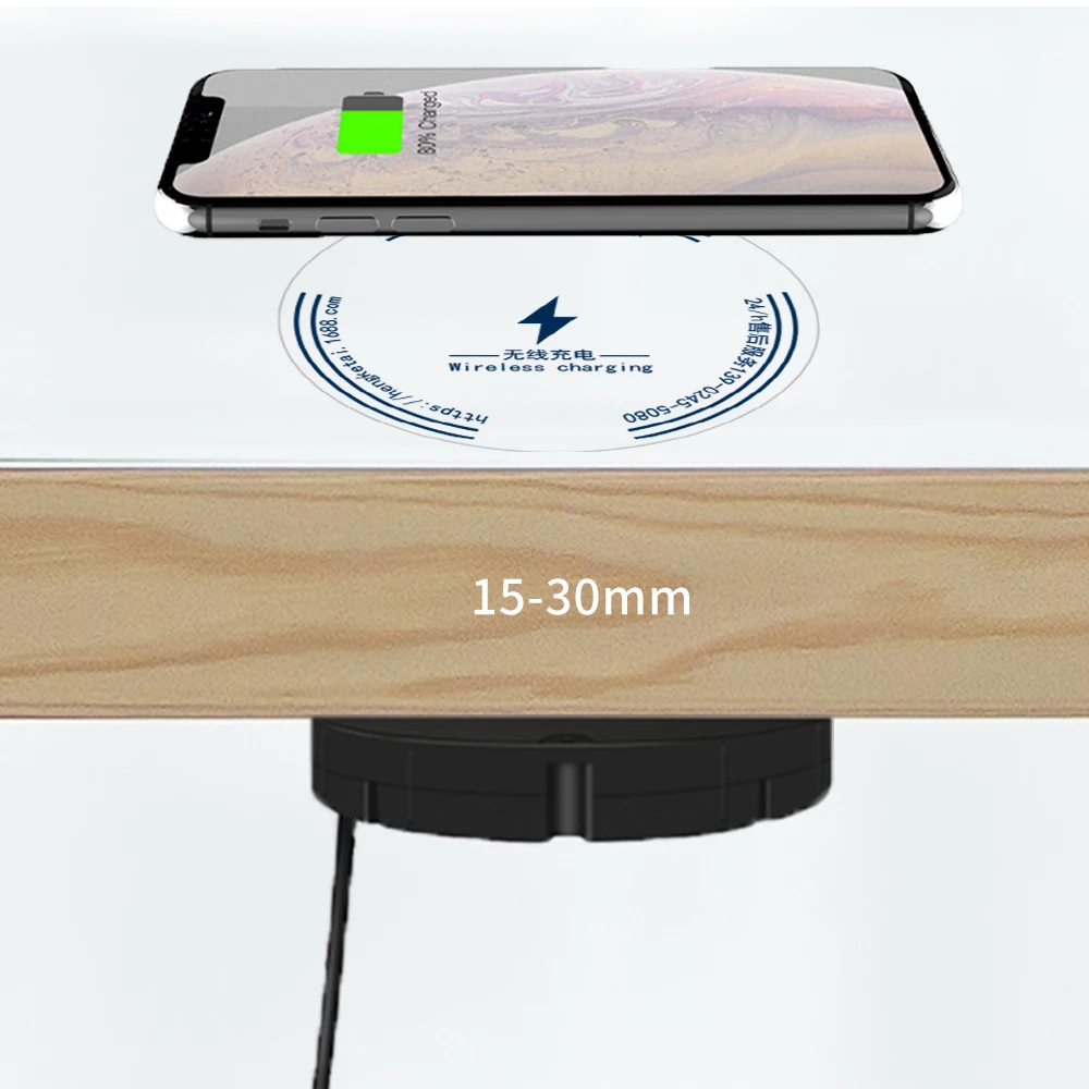 

T08 Factory Cheap Price Long distance charging 15-30mm hidden wireless charger for Furniture or Cabinet Qi Wireless Charger