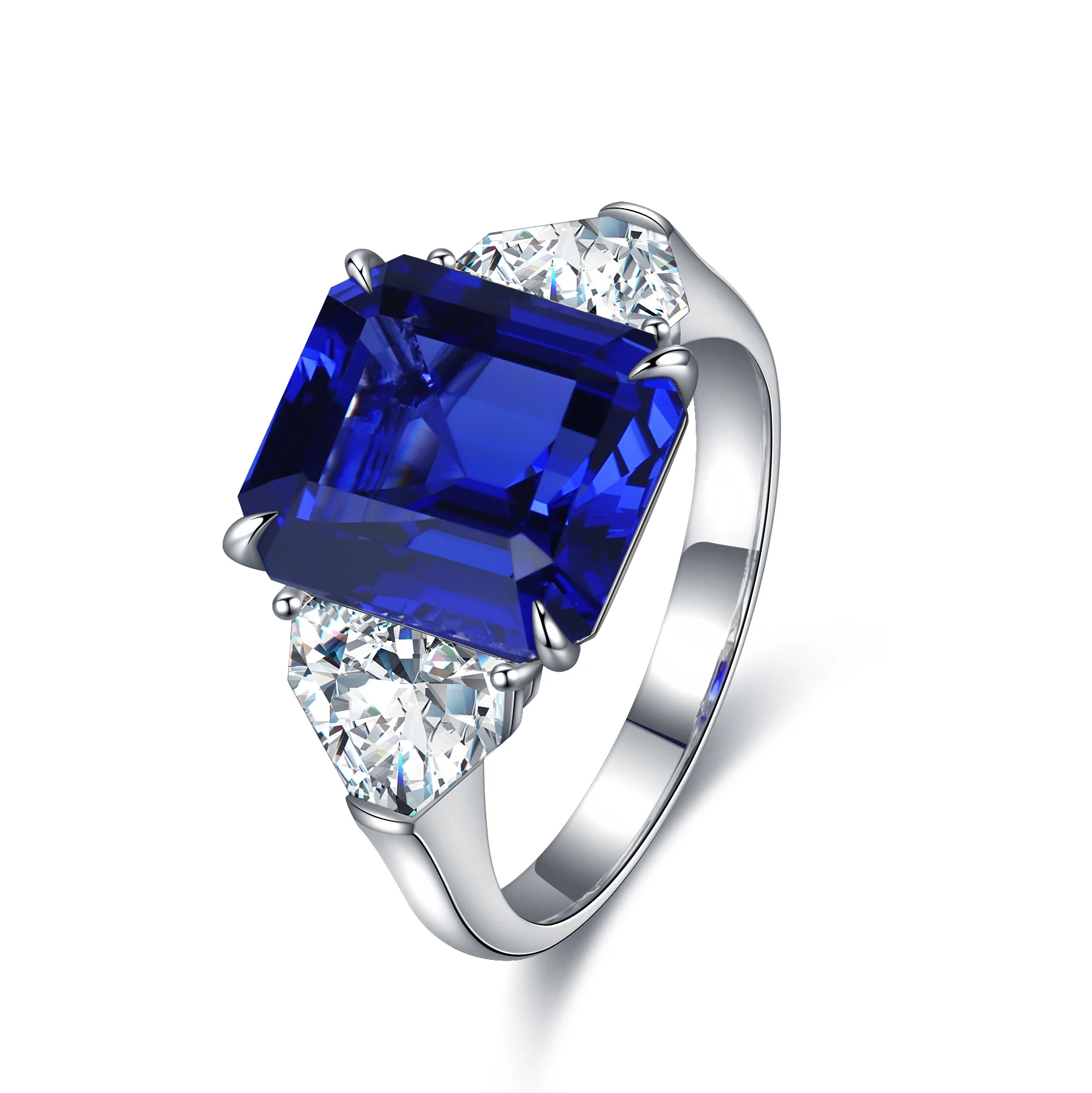 

2021 factory Wholesale Custom Luxury Women's Engagement Anniversary Lab Grown Sapphire 9K Gold Ring, Blue