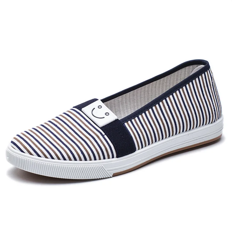 

Hot Sale multicolor Cheap Comfortable PVC sole female loafers canvas shoes women slip on, 2 colors