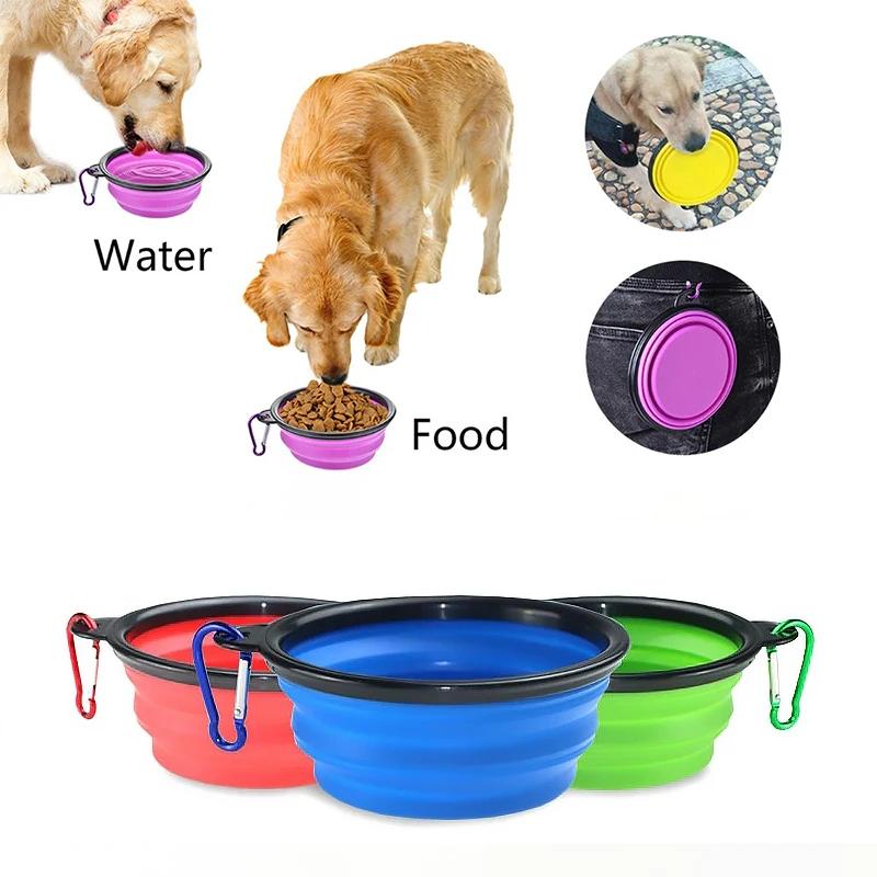 

Colaspible Triple Cat Feeding Food Bowl With Water, Blue/green/orange/yellow/red/pink/black/white
