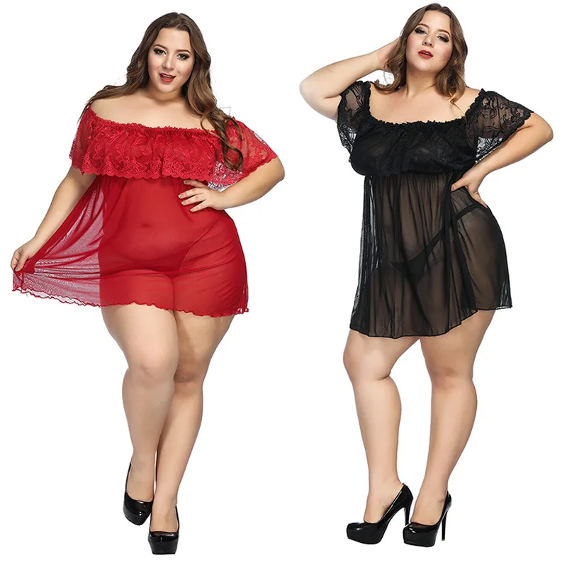 

Sexy Lingerie Plus Size Fat Girl Wholesale Lace 2 Piece Set Lenceria Transparent PoeticExis Nightdress Sexy Nighty For Honeymoon