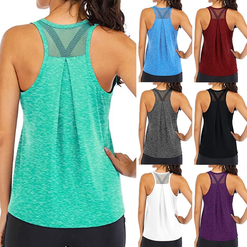 

Top Selling Sleeveless Racerback Yoga Vest Sport Singlet Women Athletic Fitness Sport Tank Tops Gym Running Training Yoga Shirts