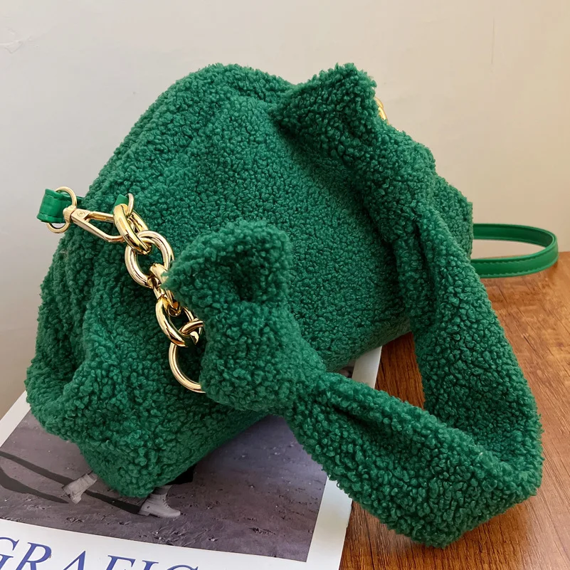 

Wholesale Custom Plush Bag for Women Luxury Crossbody Bags Winter Solid Color Furry Designer Bag