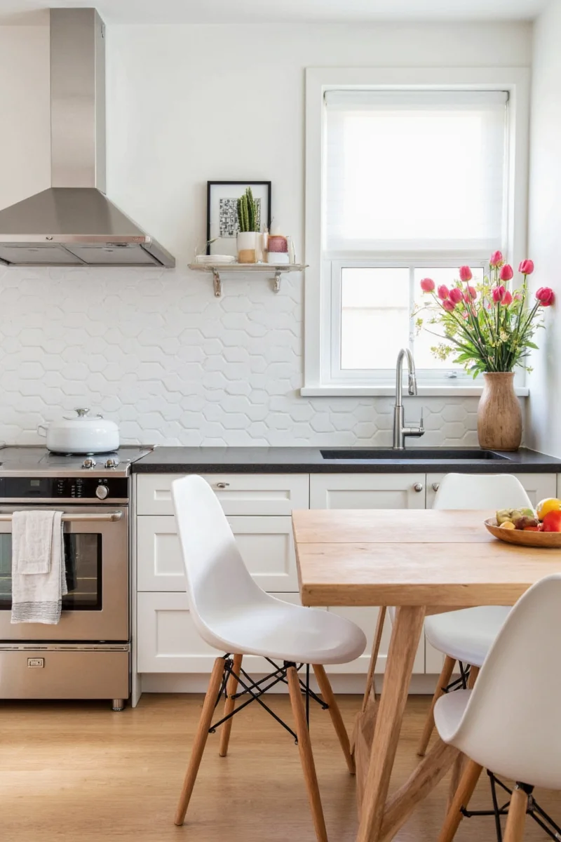 Compact side buffet adding extra counter space