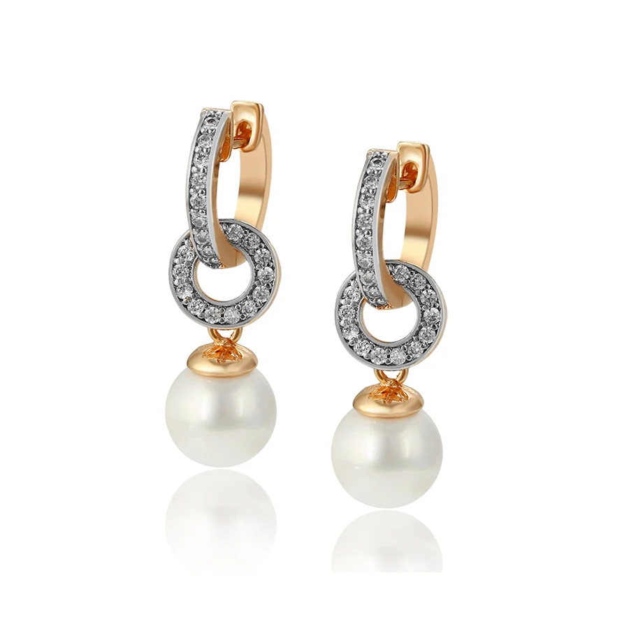 

A00614311 Xuping Assembly detachable Hot selling multi color gold plated jewelry pearl with huggie earrings for women