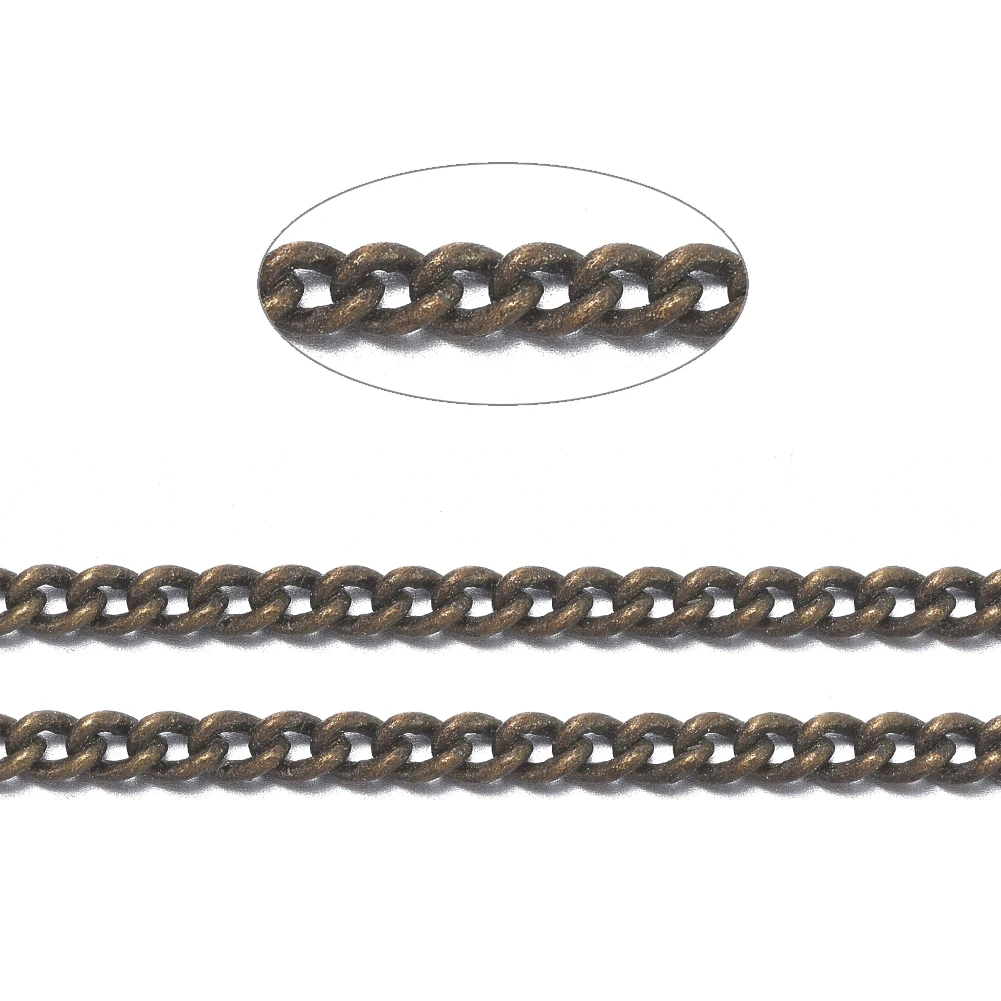 

PandaHall Unwelded with Spool Oval Brass Twisted Chains Curb Chains