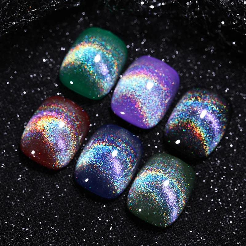 

BORN PRETTY New Reflective Glitter Cat Eye Gel Polish 9D Holographic Laser Gel Cat Eye for Nail Art, 1 color (colorful)
