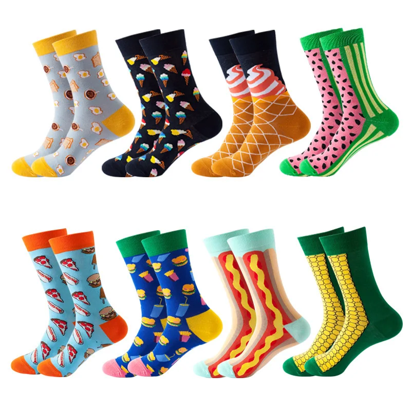 

Men Cotton Colorful Socks Food Pattern Casual Dress Business Happy Funny Socks, Color