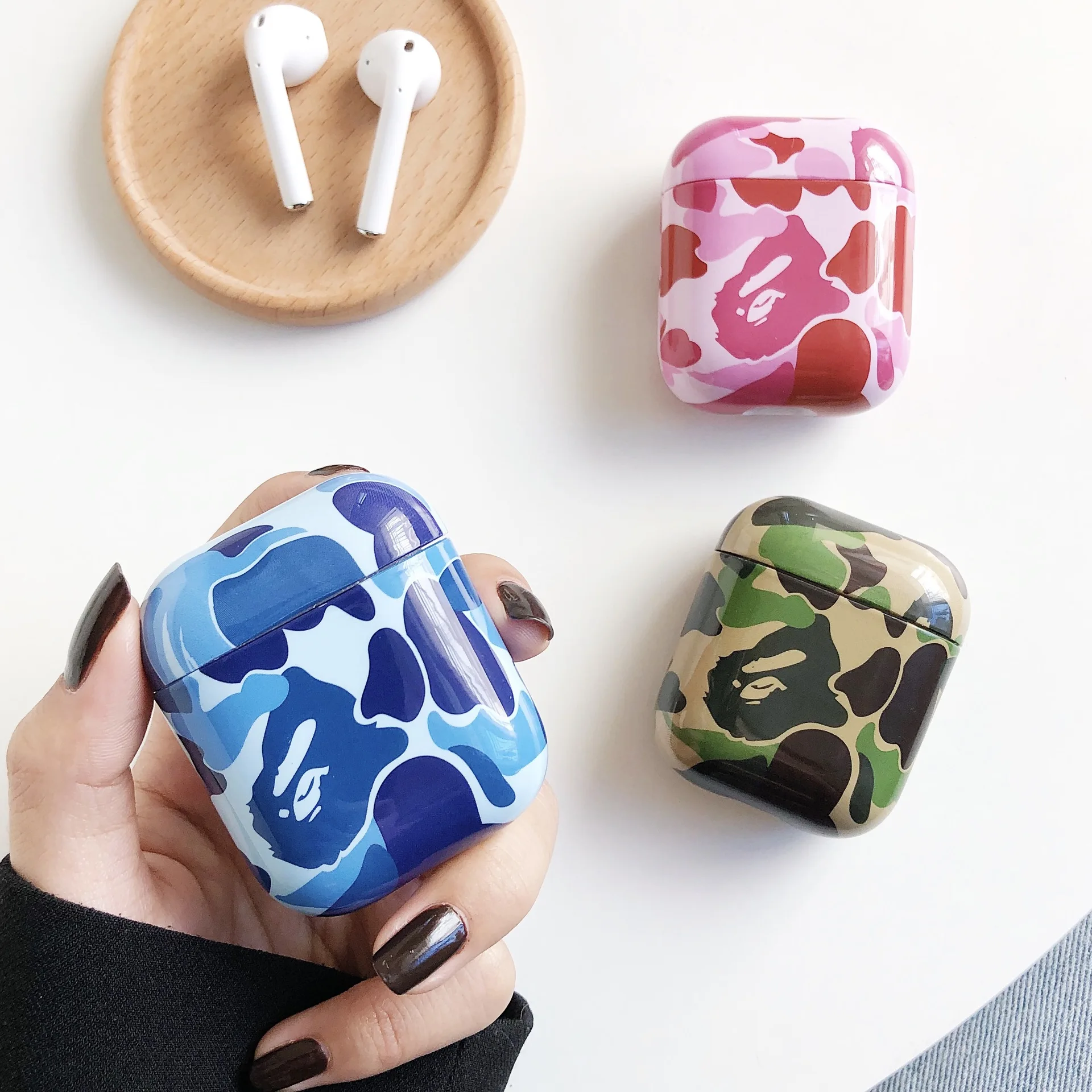 

Camouflage PC Earphone Case for AirPods 1 2 Cool Camo Ape Aape Fashion Bape Free Shipping, Green