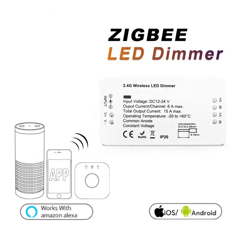 2 Channels DC12V 24V Gledopto App Control Smart Home Zigbee Dimmer Switch Zigbee Dimmer