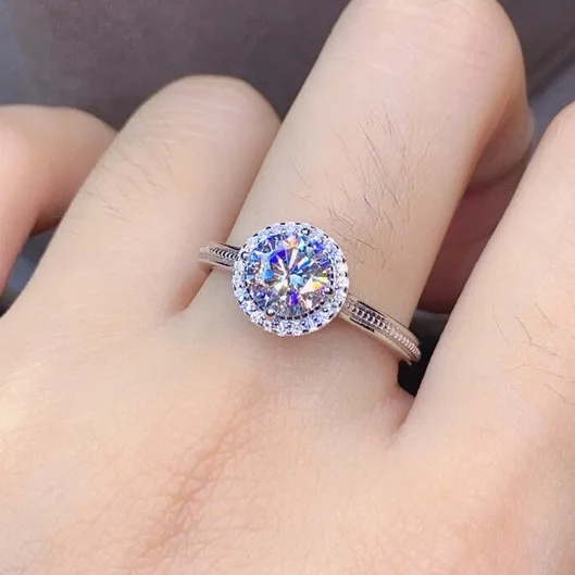 

Hainon Fashion Jewelry Shiny round white zircon birthday stone wedding rings
