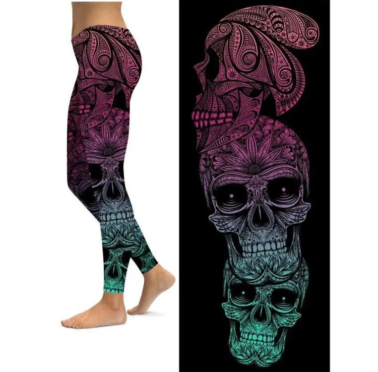 

Amazon hot sale fashion workout spandex high waisted custom skull printed leggings for women, Customized colors