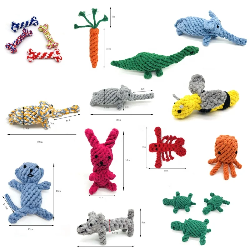 

New Animal Design Small Cute Pet Toys Dog Cleaning Teeth Chewing Cotton Rope Toy